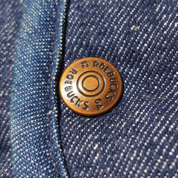 Roebucks Vintage Western Denim Jean Sherpa Wool Lined Winter Vest snap button - Picture 5 of 7